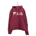 【中古】【古着】 FILA プリント スウェット パーカー M ワインレッド フィラ プルオーバー シンプル 古着卸 アメリカ仕入 a505-6311