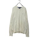 【中古】【古着】 TOMMY HILFIGER コットン ニット セーター L ホワイト ワンポイントロゴ トミーヒルフィガー 古着卸 アメリカ仕入れ a501...