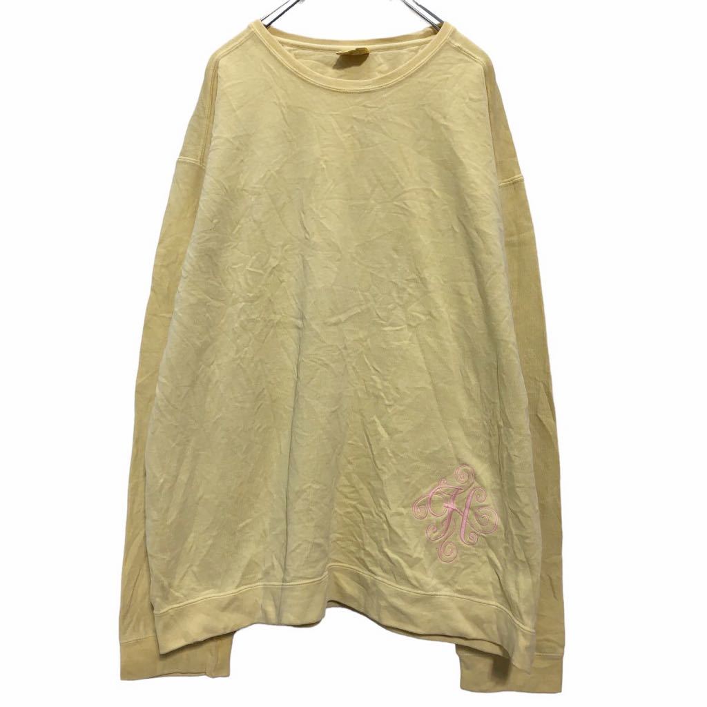 【中古】【古着】 COMFORT COLORS ロゴ スウェットトレーナー XL イエロー ピンク カムフォートカラー 古着卸 アメリカ仕入 a505-6680