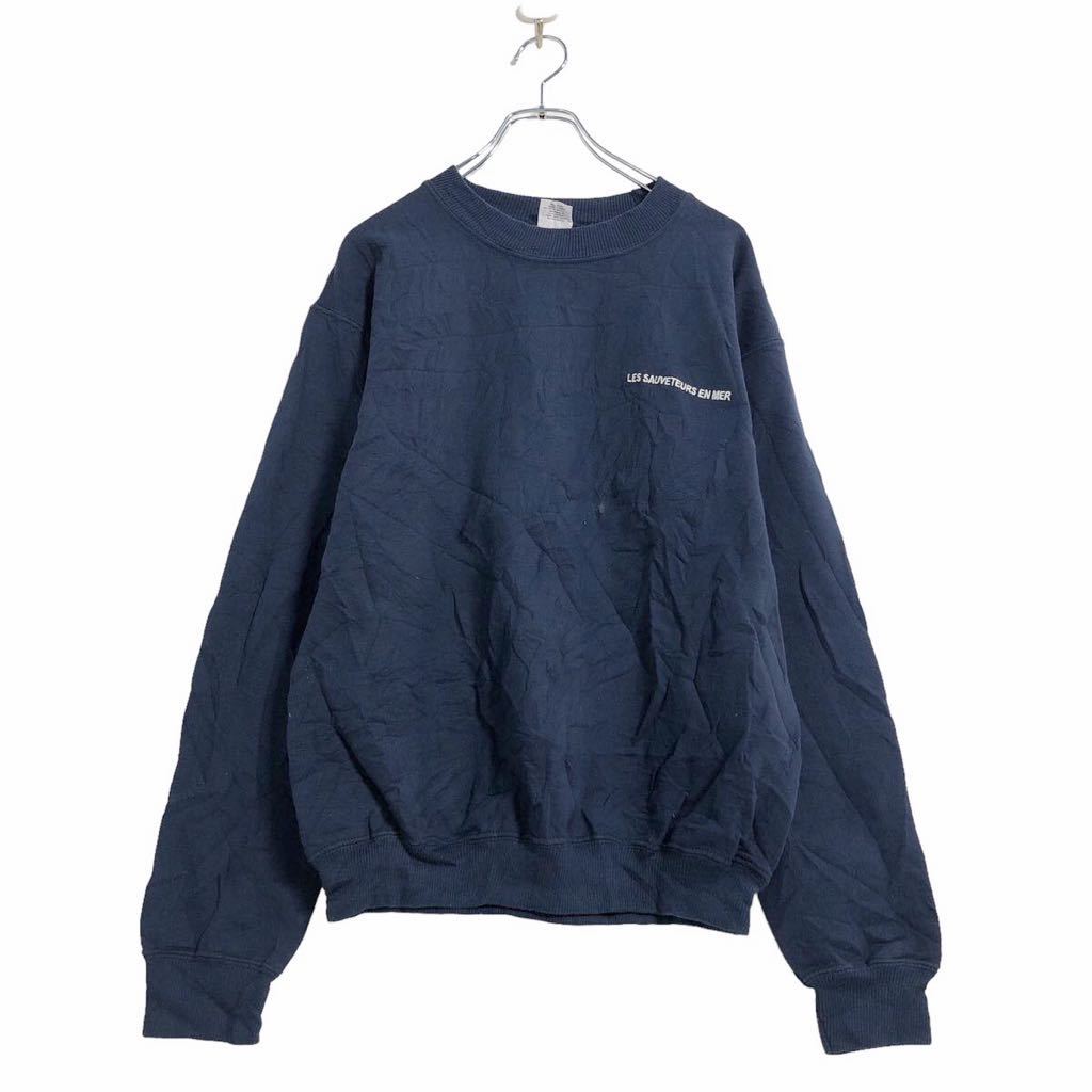 【中古】【古着】 GILDAN ロゴ スウェット トレーナー S ネイビー ギルダン ワンポイントロゴ シンプル..
