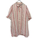 【中古】【古着】 FORMEN 半袖 ストライプ シャツ 3XL ピンク ホワイト フォアメン ビッグサイズ 夏 古着卸 アメリカ仕入 a505-7279