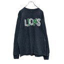 【中古】【古着】 RUSSELL 長袖 プリント Tシャツ M グレー ラメ LIONS ラッセル ロンT 古着卸 アメリカ仕入 a506-5064