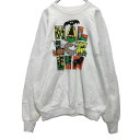 【中古】【古着】 FRUITOFTHELOOM プリント スウェットトレーナー XL ホワイト フルーツオブザルーム ハロウィン アメリカ製 古着卸 アメリカ仕...