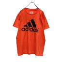 【中古】【古着】 adidas 半袖 プリント Tシャツ M ネオンオレンジ ブラック アディダス ビッグロゴ スポーツ 古着卸 アメリカ仕入 a506-525...