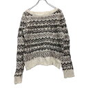 【中古】【古着】 LOFT 混紡 ニット セーター M ホワイト ブラウン ロフト ウール アルパカ ミックス 古着卸 アメリカ仕入 a506-5912
