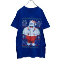 【中古】【古着】 RUDOLPH 半袖 プリント Tシャツ M ブルー ルドルフ 雪男 クリスマス 古着卸 アメリカ仕入 a506-6042