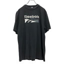 【中古】【古着】 Reebok 半袖 ロゴ Tシャツ L ブラック ホワイト グレー リーボック 丸襟 夏 古着卸 アメリカ仕入 a506-6075