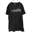 【中古】【古着】 Reebok 半袖 プリントTシャツ L ダークグレー グレー ホワイト グリーン リーボック バックプリント 古着卸 アメリカ仕入 a506...