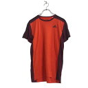 【中古】【古着】 adidas 半袖 ロゴ Tシャツ S オレンジ パープル アディダス クライマライト ワンポイントロゴ スポーツ 古着卸 アメリカ仕入 a5...