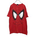 【中古】【古着】 MARVEL 半袖 プリントTシャツ L レッド ホワイト ブラック マーベル スパイダーマン 古着卸 アメリカ仕入 a506-6232