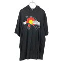 【中古】【古着】 CANVAS 半袖 プリントTシャツ XL ブラック レッド イエロー ホワイト キャンバス フーディ 豚 火 古着卸 アメリカ仕入 a506...