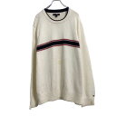 【中古】【古着】 TOMMYHILFIGER コットン ニット セーター XL オフホワイト ネイビー レッド トミーヒルフィガー 古着卸 アメリカ仕入 a50...