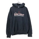 【中古】【古着】 GILDAN プリント スウェットパーカー S ブラック ホワイト レッド ギルダン ポケット バックプリント 古着卸 アメリカ仕入 a506...