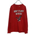 【中古】【古着】 Customlnk 長袖 プリント Tシャツ S〜 レッド ホワイト イーグル ロンT 古着卸 アメリカ仕入 a507-5067