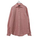  THE MEN'S STORE bloomingdale's 長袖 チェック シャツ L ピンク ホワイト コットン 古着卸 アメリカ仕入 a507-5648