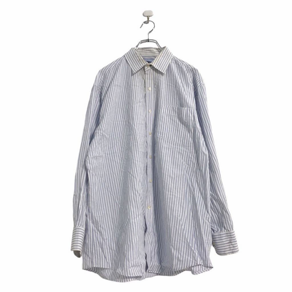 【中古】【古着】 TOMMY HILFIGER 長袖 ストライプ シャツ L ホワイト ブルー トミーヒルフィガー コットン レギュラーカラー 古着卸 アメリカ仕入 a507-5771