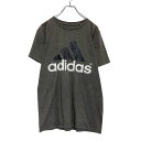 【中古】【古着】 adidas 半袖 プリント Tシャツ S グレー ブラック ホワイト アディダス スポーツ ロゴ 古着卸 アメリカ仕入 a507-5784