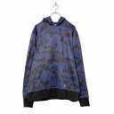 【中古】【古着】 FILA ロゴ パーカー M ブルー ブラック フィラ カモフラ フーディ ジャージ シェル 古着卸 アメリカ仕入 a507-5971