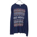 【中古】【古着】 PORT&COMPANY 長袖 プリント Tシャツ L ネイビー ホワイト レッド グリーン 雪だるま クリスマス ロンT 古着卸 アメリカ仕...