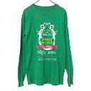 【中古】【古着】 長袖 プリント Tシャツ M〜 グリーン ホワイト レッド トナカイ バックプリント ロンT ロングTシャツ 古着卸 アメリカ仕入 a507-...