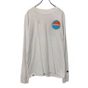 【中古】【古着】 champion 長袖 プリント Tシャツ M ホワイト ライトブルー オレンジ チャンピオン バックプリント 波 太陽 古着卸 アメリカ仕入...
