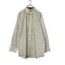 【中古】【古着】 CHAPS 長袖 ストライプ シャツ 16 1/2 XL ホワイト ブルー イエロー ボタンダウン チャップス ビッグサイズ 古着卸 アメリカ仕入 a507-6406