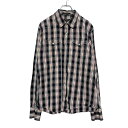 【中古】【古着】 CLUB MONACO チェック シャツ L ホワイト ネイビー レッド クラブモナコ ダブルポケット スナップボタン 古着卸 アメリカ仕入 ...