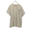 【中古】【古着】 半袖 ロゴ Tシャツ M ベージュ オレンジ 刺繍 古着卸 アメリカ仕入 a507-6662