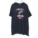 【中古】【古着】 SDI 半袖 プリント Tシャツ XL ブラック ホワイト レッド グリズリー くま 爪痕 文字 古着卸 アメリカ仕入 a507-6899