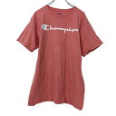 【中古】【古着】 champion 半袖 プリントTシャツ M ライトオレンジ ホワイト チャンピオン 古着卸 アメリカ仕入 a508-5067