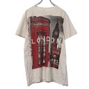【中古】【古着】 protect your london 半袖 プリント Tシャツ M ホワイト レッド ロンドン 古着卸 アメリカ仕入 a508-5072