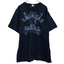 【中古】【古着】 GILDAN 半袖 プリントTシャツ L ネイビー ホワイト レッド ギルダン 野球 古着卸 アメリカ仕入 a508-5264
