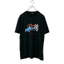 【中古】【古着】 SHEIN 半袖 プリント Tシャツ M ブラック ブルー シーイン 車 レーシング カジュアル 古着卸 アメリカ仕入 a508-5282