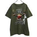 【中古】【古着】 半袖 プリントTシャツ L グリーン ホワイト バンビ 古着卸 アメリカ仕入 a508-5372