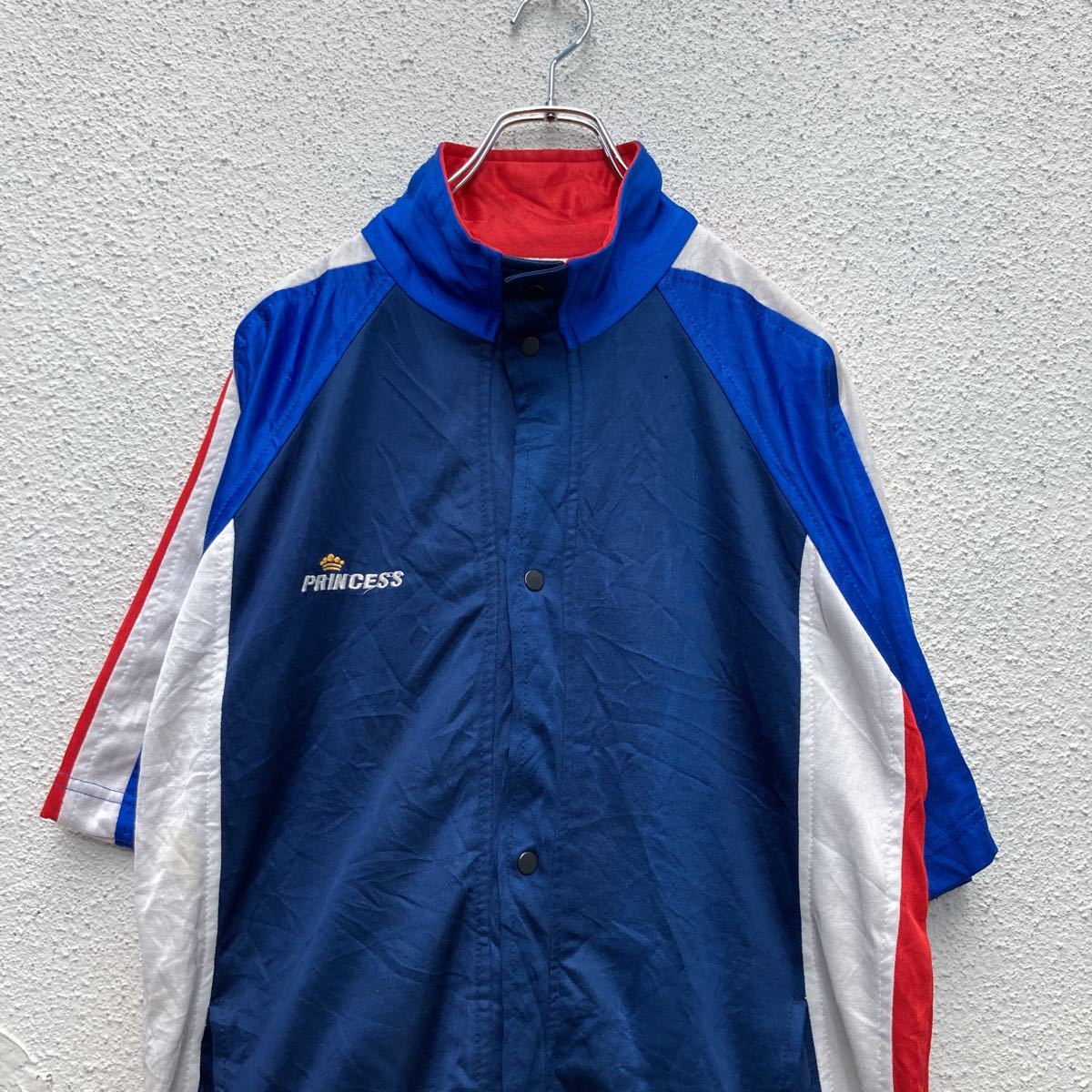 【中古】【古着】 半袖トラックジャケット Sサイズ スナップボタン ジャージ スポーツ トリコロールカラー 古着卸 アメリカ仕入 a508-5425