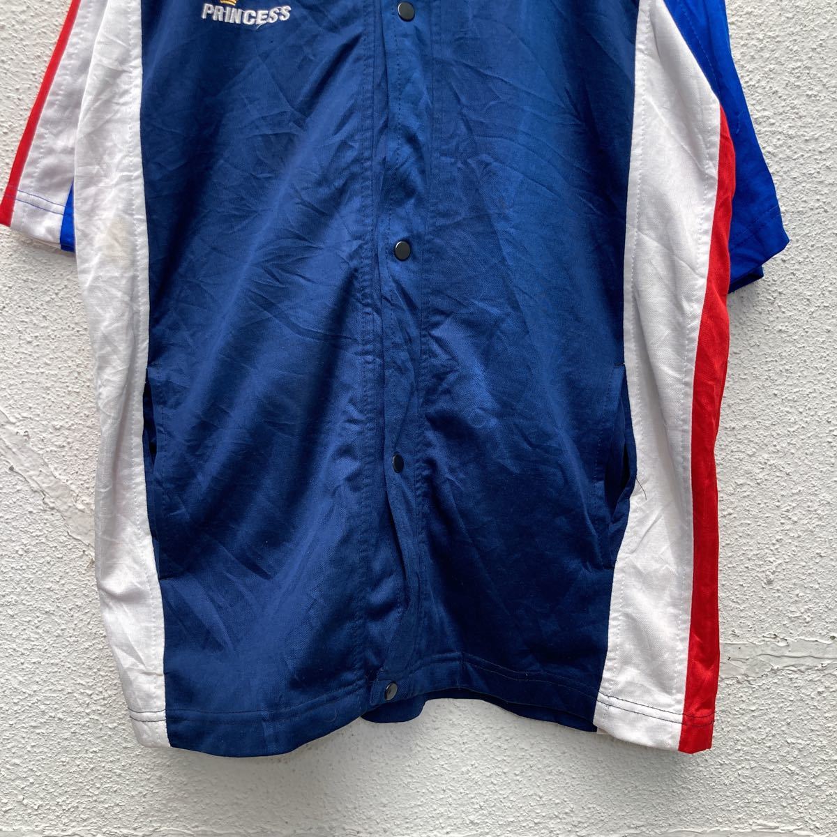 【中古】【古着】 半袖トラックジャケット Sサイズ スナップボタン ジャージ スポーツ トリコロールカラー 古着卸 アメリカ仕入 a508-5425