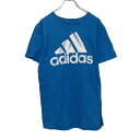【中古】【古着】 adidas 半袖 プリントTシャツ M ブルー ホワイト アディダス ロゴ シンプル 古着卸 アメリカ仕入 a508-5572