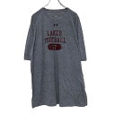 【中古】【古着】 UNDER ARMOUR 半袖 プリントTシャツ XL ライトグレー レッド ブラック アンダーアーマー ラグラン 古着卸 アメリカ仕入 a5...