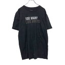 【中古】【古着】 Qmaze 半袖 プリントTシャツ L ブラック ホワイト ブラウン TOO MANY LATE NIGHTS 古着卸 アメリカ仕入 a508...