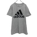 【中古】【古着】 adidas 半袖 プリント ロゴ Tシャツ M グレー ブラック アディダス ビッグプリント 古着卸 アメリカ仕入 a508-5642