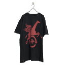【中古】【古着】 Lrg 半袖 プリント Tシャツ L〜 ブラック ユニコーン 木 古着卸 アメリカ仕入 a508-5718