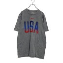 【中古】【古着】 UNDER ARMOUR 半袖 プリント Tシャツ L グレー アンダーアーマー USA スポーツ 古着卸 アメリカ仕入 a508-5729