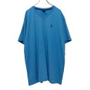【中古】【古着】 US.POLO ASSN 半袖 ロゴ Tシャツ XL ブルー ブラック ポロ Vネック 古着卸 アメリカ仕入 a508-5747