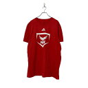 【中古】【古着】 adidas 半袖 ロゴ プリント Tシャツ XL レッド ホワイト アディダス スポーツ 古着卸 アメリカ仕入 a508-5983