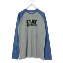 【中古】【古着】 george 長袖 ロング プリント Tシャツ S ブルー グレー BREAKER シンプル ラグラン バイカラー 古着卸 アメリカ仕入 a5...