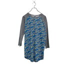 【中古】【古着】 LuLaRoe 長袖 ロング プリント Tシャツ レディース M グレー ブルー 七分丈 総柄 古着卸 アメリカ仕入 a508-6024