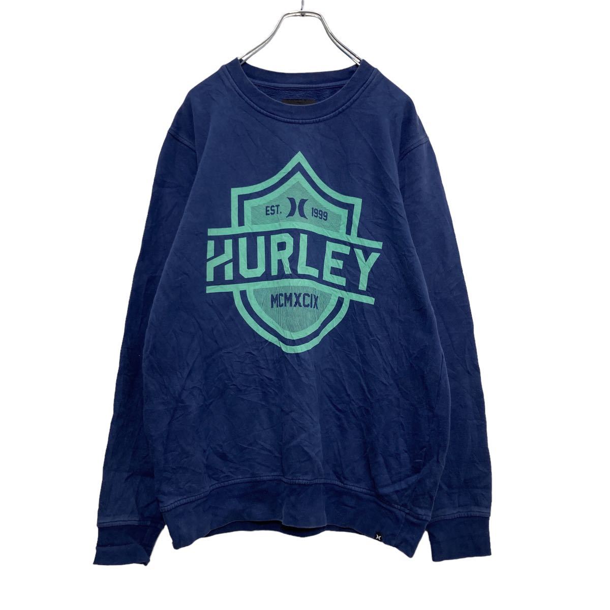 【中古】【古着】 Hurley スウェット トレーナー L ネイビー グリーン ハーレー スポーツ プリント ロゴ 古着卸 アメリカ仕入 a508-6244 1