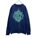 【中古】【古着】 Hurley スウェット トレーナー L ネイビー グリーン ハーレー スポーツ プリント ロゴ 古着卸 アメリカ仕入 a508-6244