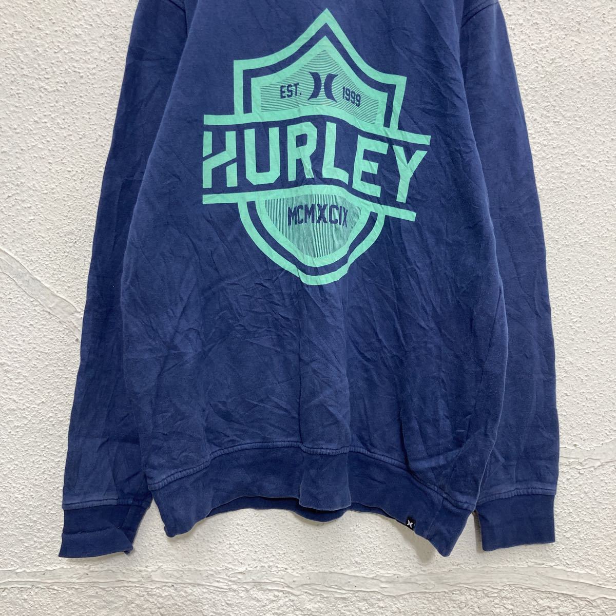 【中古】【古着】 Hurley スウェット トレーナー L ネイビー グリーン ハーレー スポーツ プリント ロゴ 古着卸 アメリカ仕入 a508-6244 3