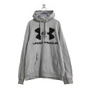 【中古】【古着】 UNDER ARMOUR ロゴ スウェット パーカー M ライトグレー アンダーアーマー プルオーバー ビッグロゴ 古着卸 アメリカ仕入 a5...